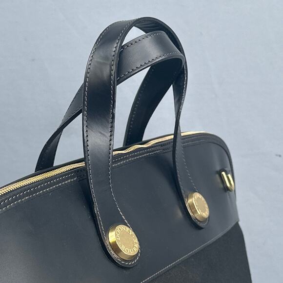 VTG Dooney & Bourke USA Black Leather Canvas Weekender Overnight Duffle No Strap - Picture 8 of 16